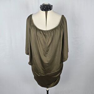 Yincro Dress Women's 2XL Olive Bodycon with Oversized Top Ruffles Mini NWT